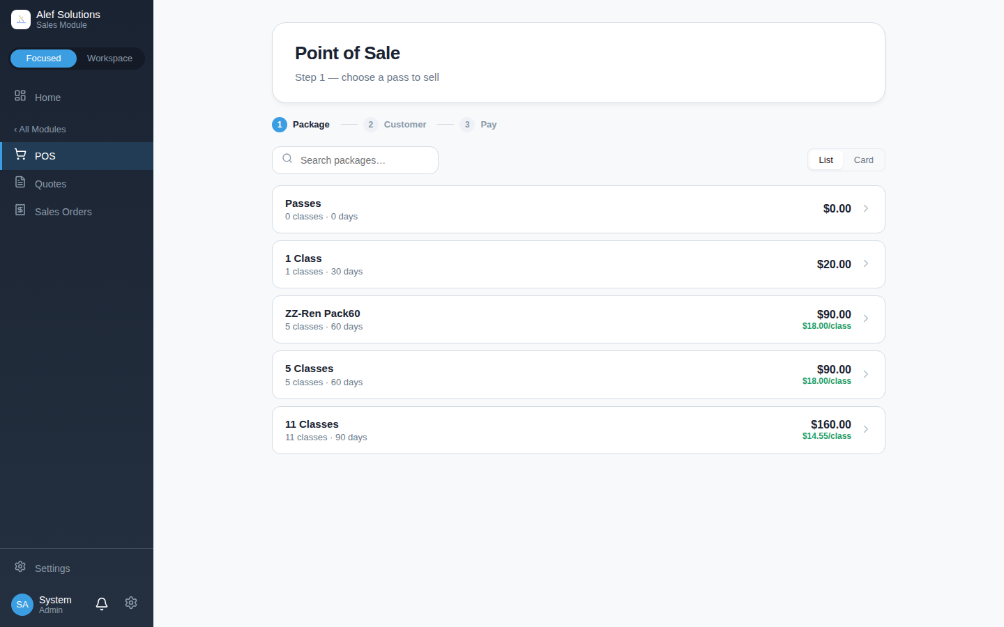 Touch-friendly checkout with product search and cart